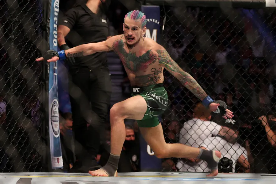 Sean O'Malley celebrates his knockout victory as we look at the top bet365 Promo Code for UFC 299