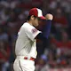 Shohei Ohtani of the Los Angeles Angels celebrates after an out and we look at our best odds and picks for the 2023 MLB strikeout leader.