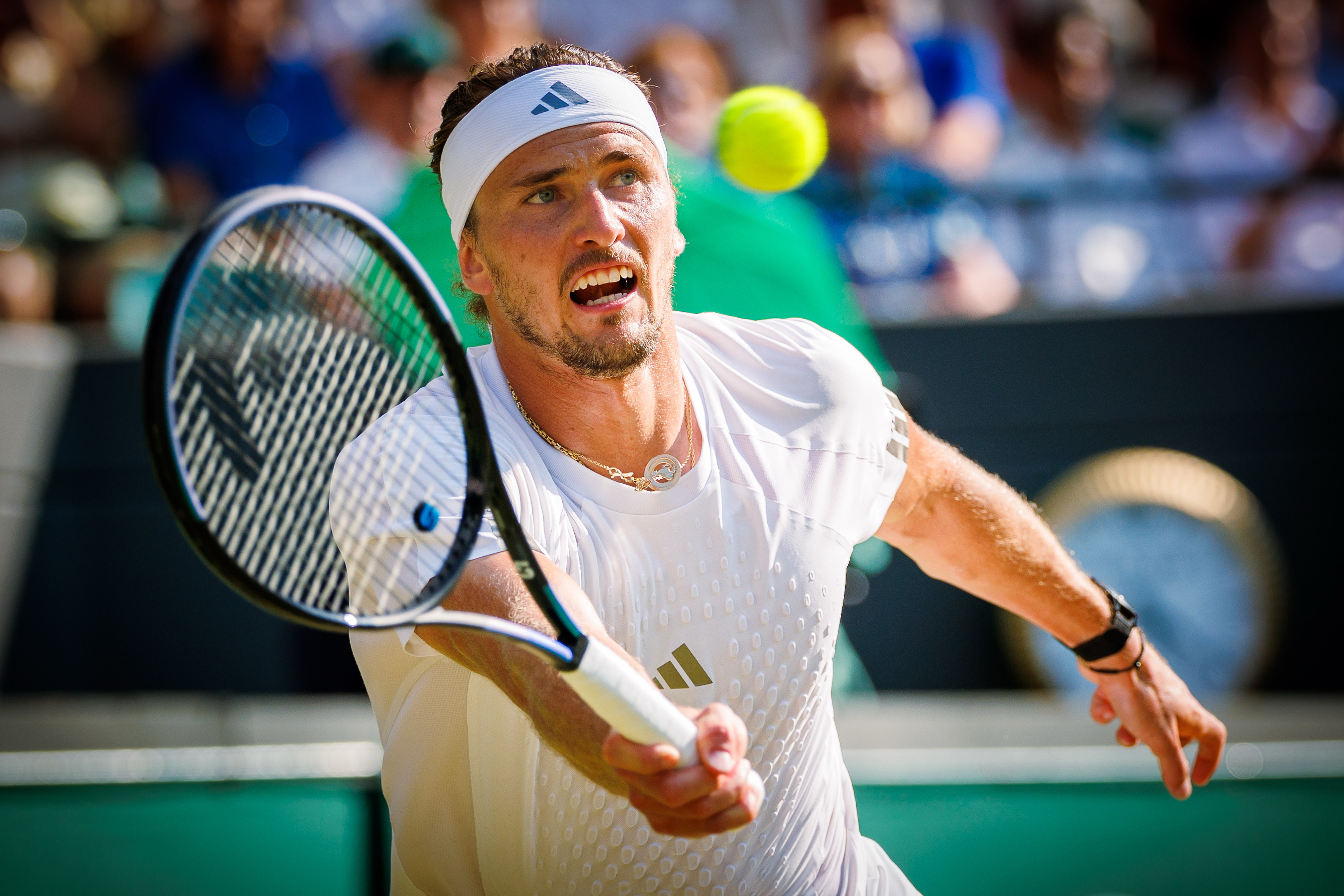 Alexander Zverev during a Men’s Quarterfinal match as we make our best Fery vs. Zverev prediction and best bets for Wimbledon.