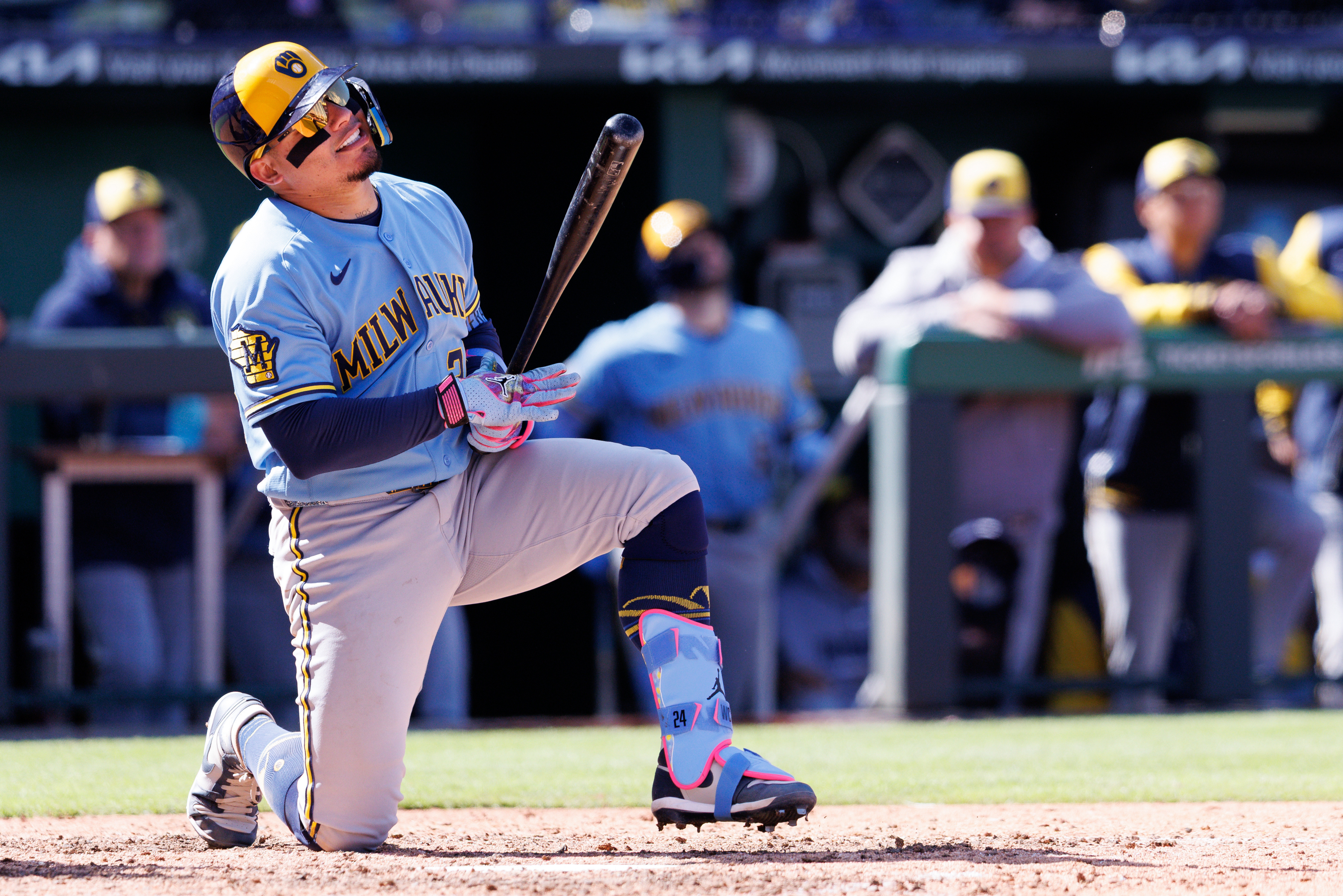 Milwaukee Brewers catcher William Contreras reacts as we make our best home run predictions today.