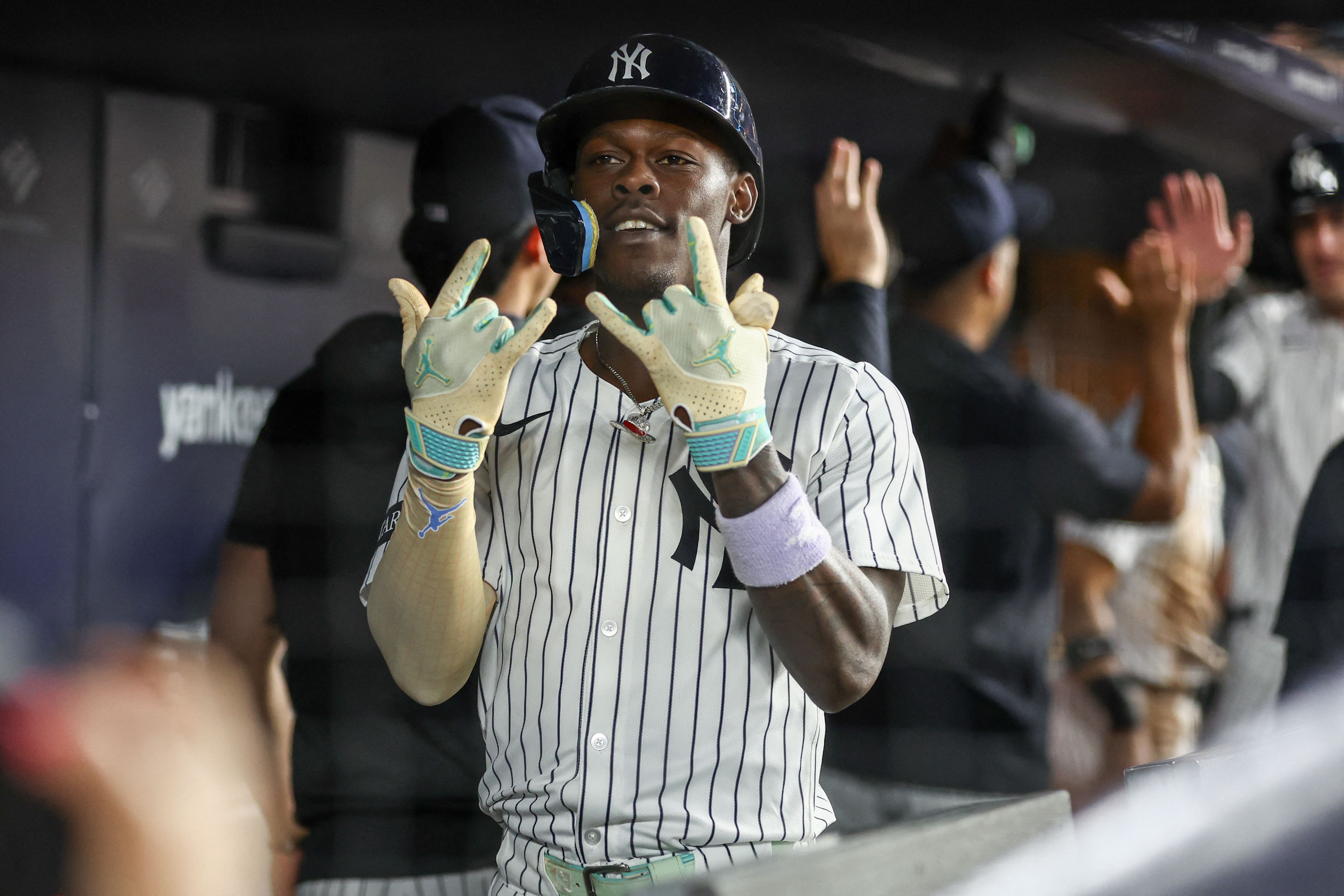 New York Yankees second baseman Jazz Chisholm Jr. celebrates, and he's key as we look at 8 baseball contract year players to watch