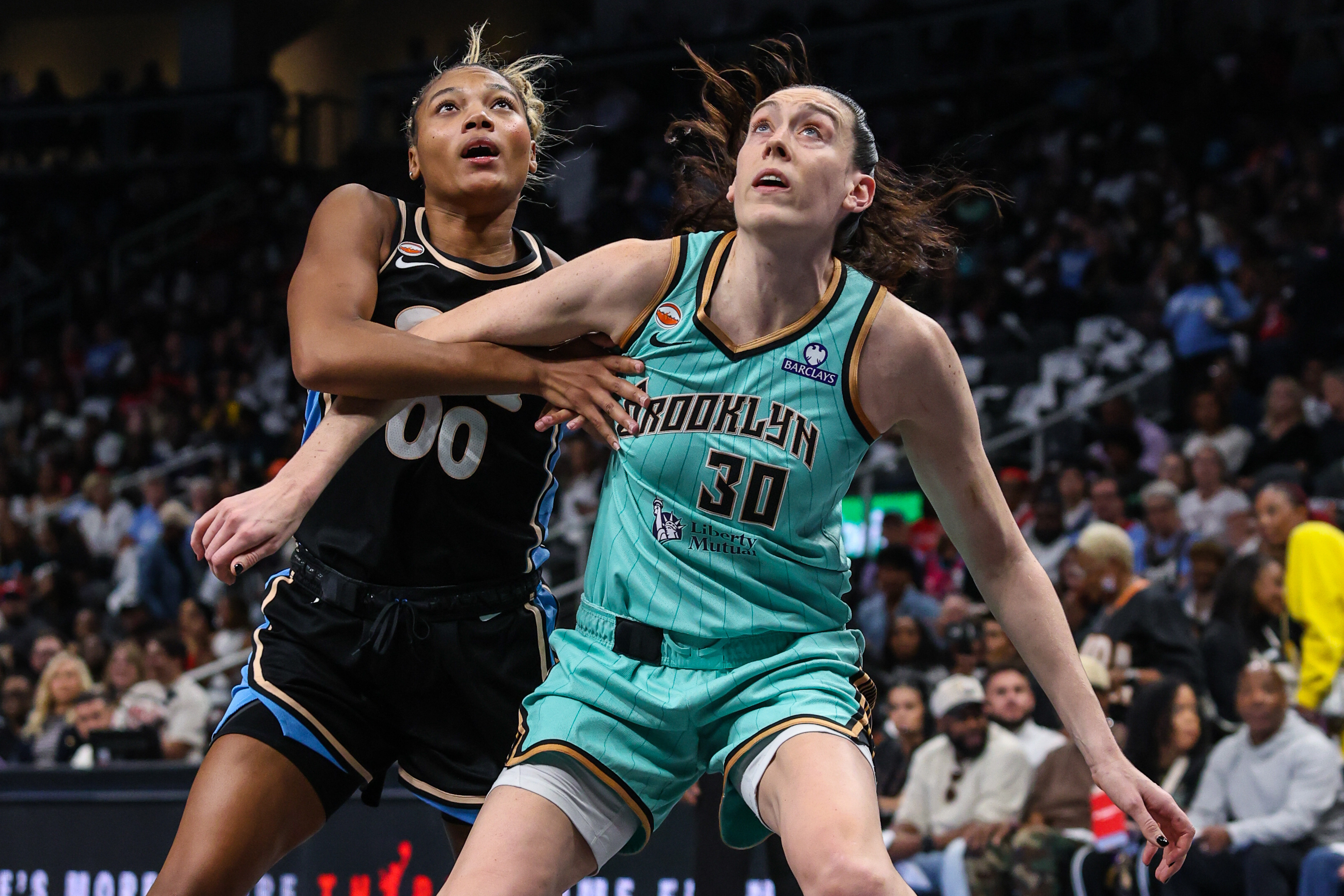 Dream forward Naz Hillmon looks for the rebound against Liberty forward Breanna Stewart as we make our best Dream vs. Liberty prediction.