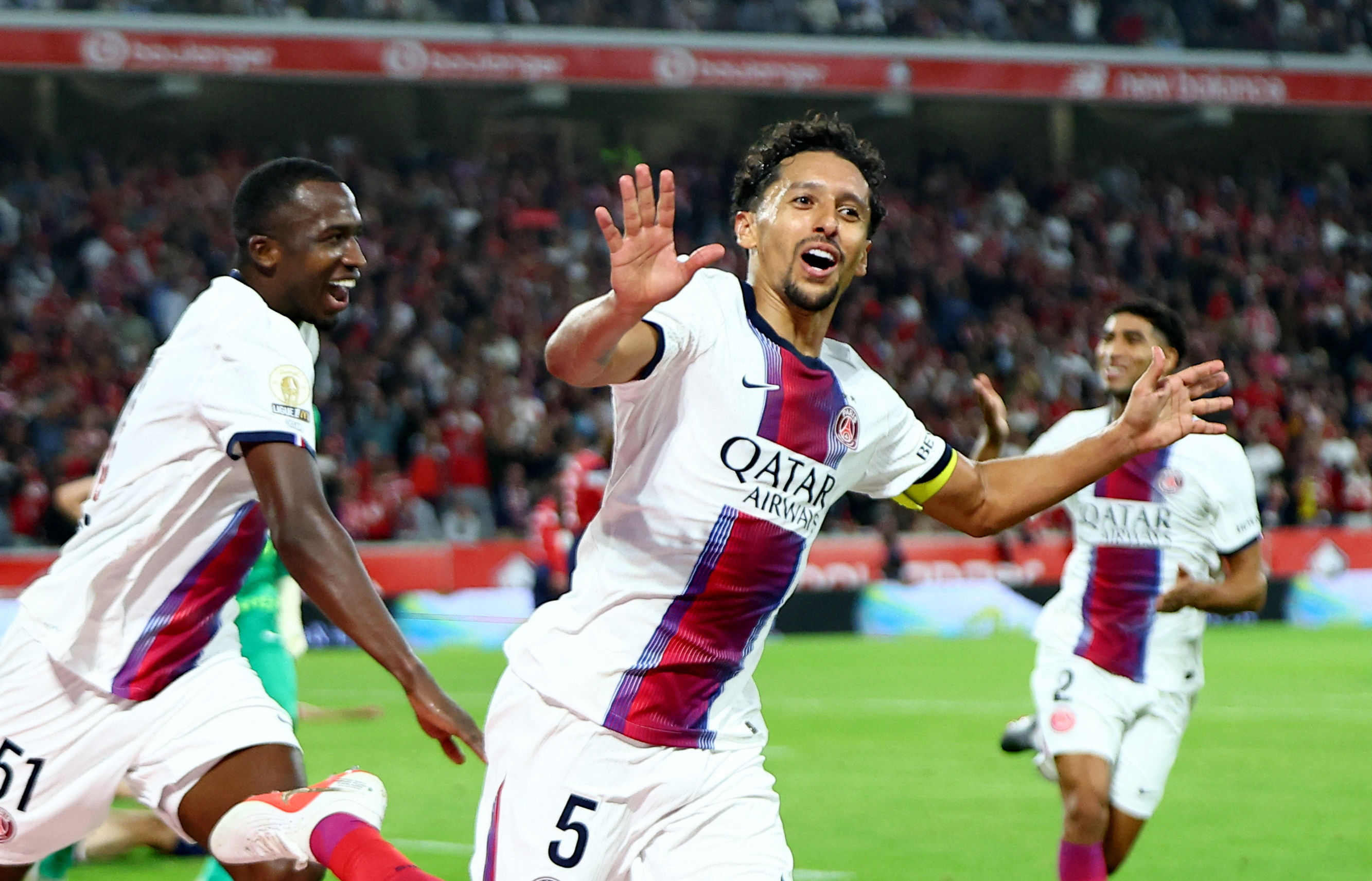 Paris Saint-Germain's Marquinhos celebrates scoring as we look at the latest 2027 Champions League odds.