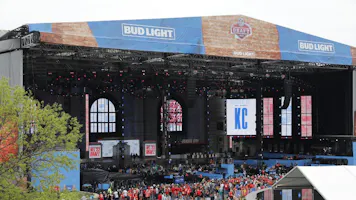 The NFL Draft Theater stage in Kansas City as we look at where you can legally bet on the NFL draft