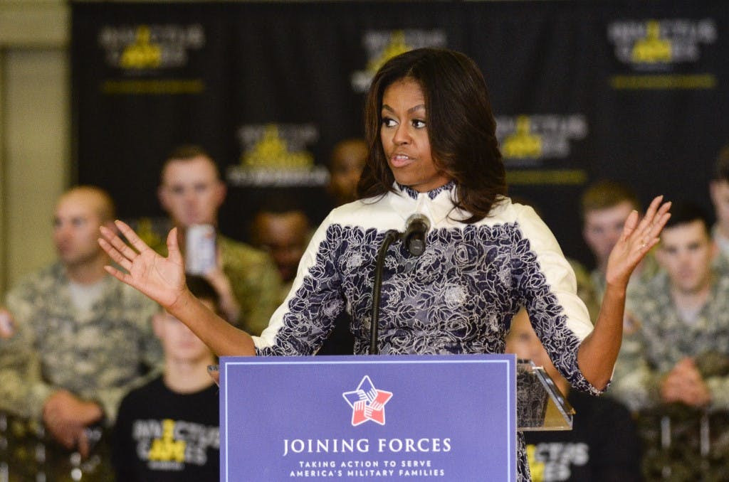 First Lady Michelle Obama speaks during the Joining Forces Invictus Games 2016 Event.