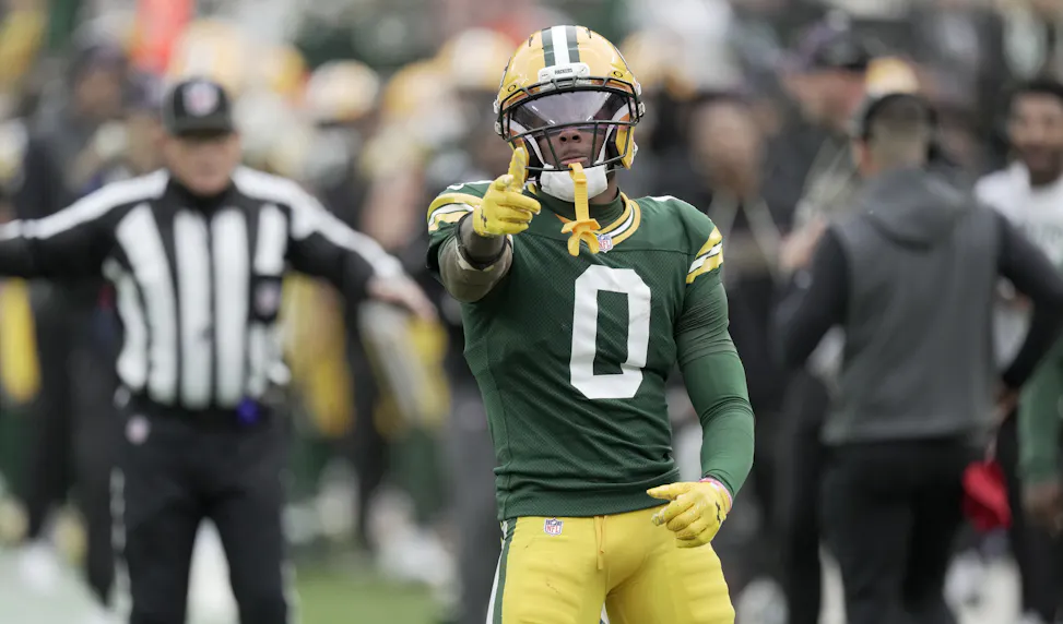 Green Bay Packers wide receiver Matthew Golden (0) reacts after a 45-yard reception, as we break down the latest Packers vs. Steelers injury report.
