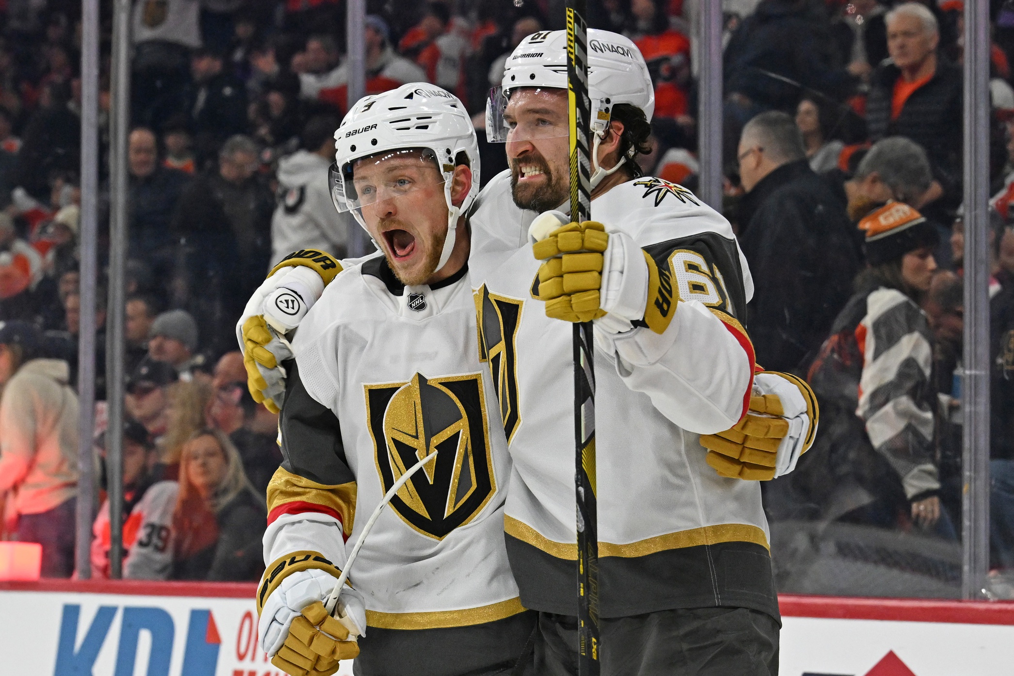 Mark Stone celebrates a game-winning goal with Jack Eichel as we offer our NHL player props for today.