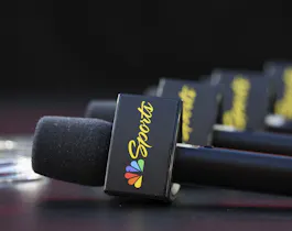 General view of NBC Sports microphones