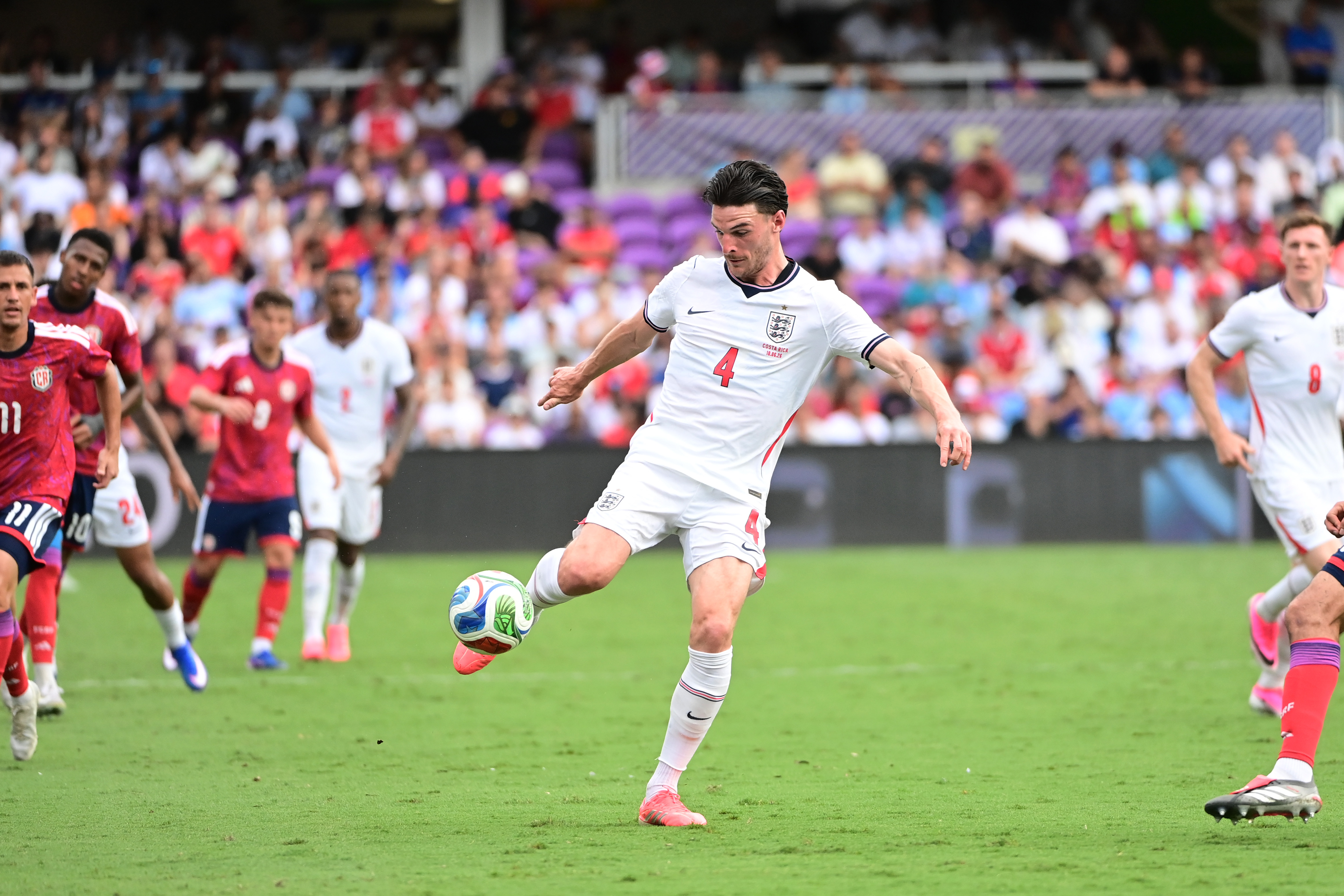 England midfielder Declan Rice gets ready to pass the ball as we make our best World Cup predictions today.