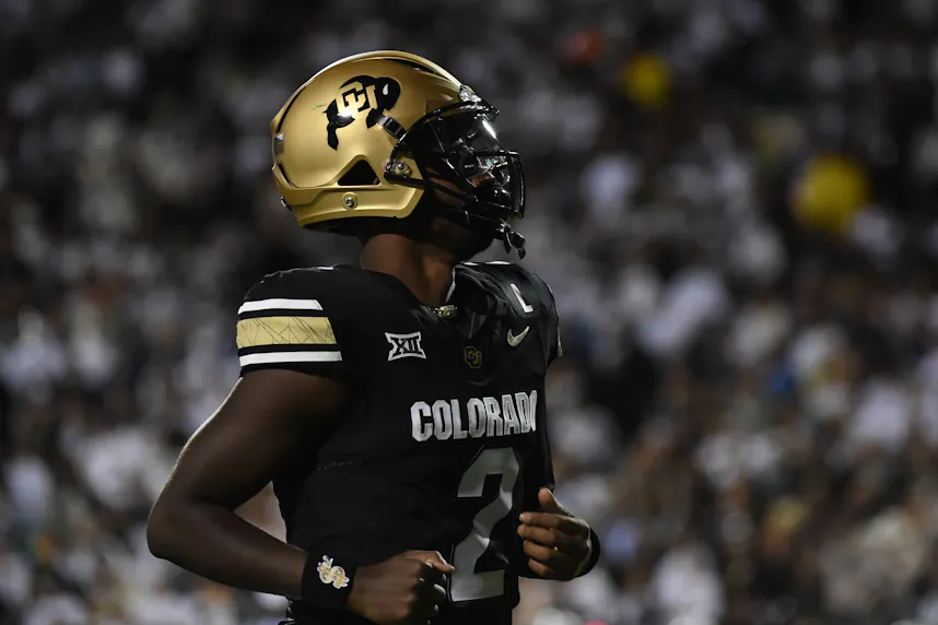 Colorado Buffaloes quarterback Shedeur Sanders as we look at our Colorado vs. UCF early leans & picks for Week 5 college football action.