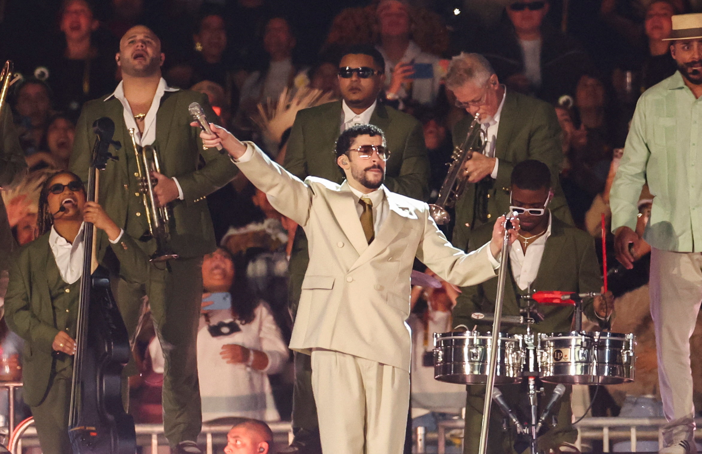 Puerto Rican singer Bad Bunny performs during a concert of his "DeBi TiRAR MaS FOToS World Tour" in Mexico City, Mexico as we look at the Grammys odds