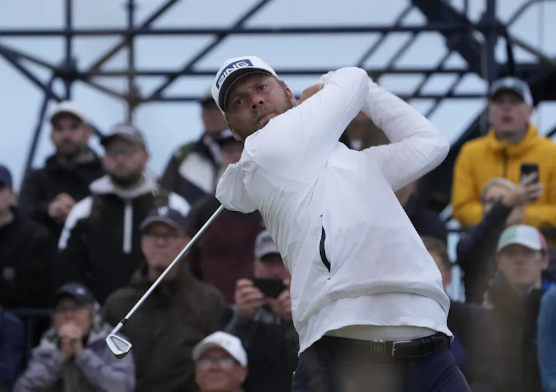 Daniel Brown hits his tee shot as we look at the British Open Round 4 odds and our expert picks