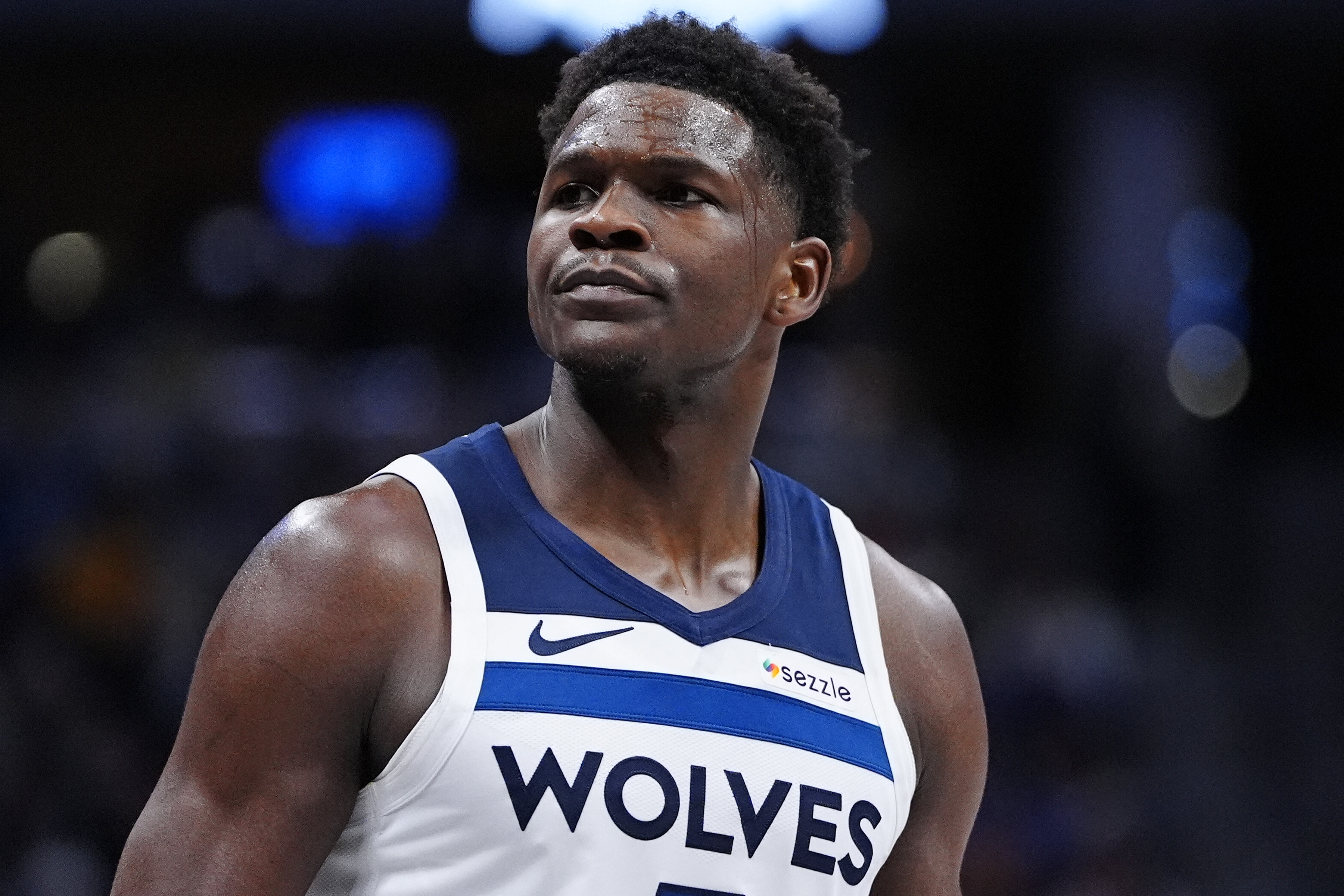 Pictured: Minnesota Timberwolves guard Anthony Edwards (5), seen here reacting, is featured in our NBA player props & best bets tonight. Photo by Ron Chenoy / Imagn Images.
