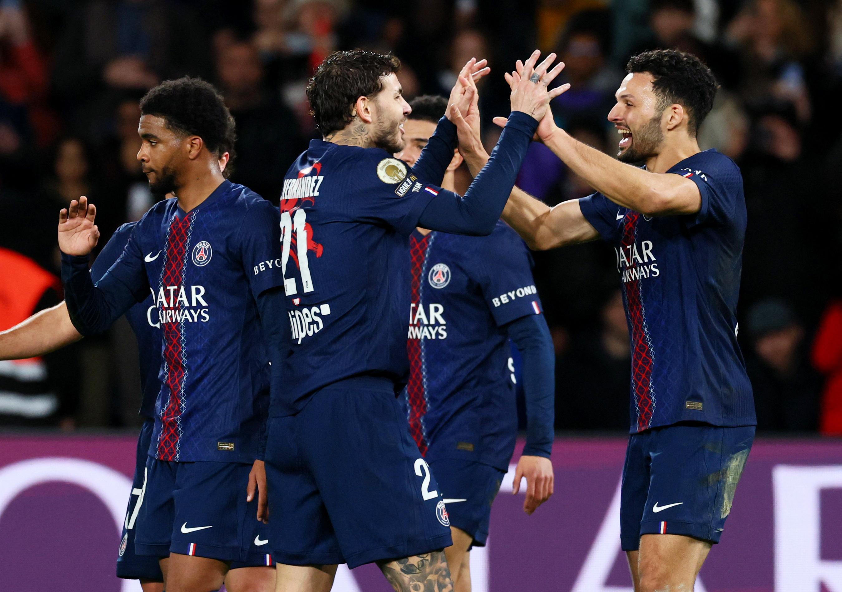 PSG players celebrate a goal as we provide the Champions League betting odds 2026. 