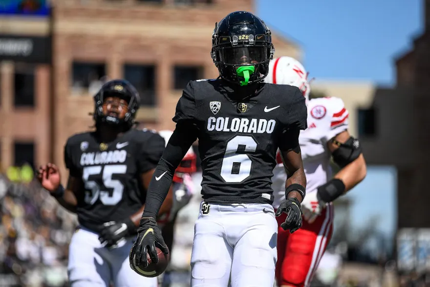 Wide receiver Tar'Varish Dawson of the Colorado Buffaloes scores a fourth-quarter touchdown against the Nebraska Cornhuskers, and we offer new U.S. bettors our exclusive BetRivers promo code.