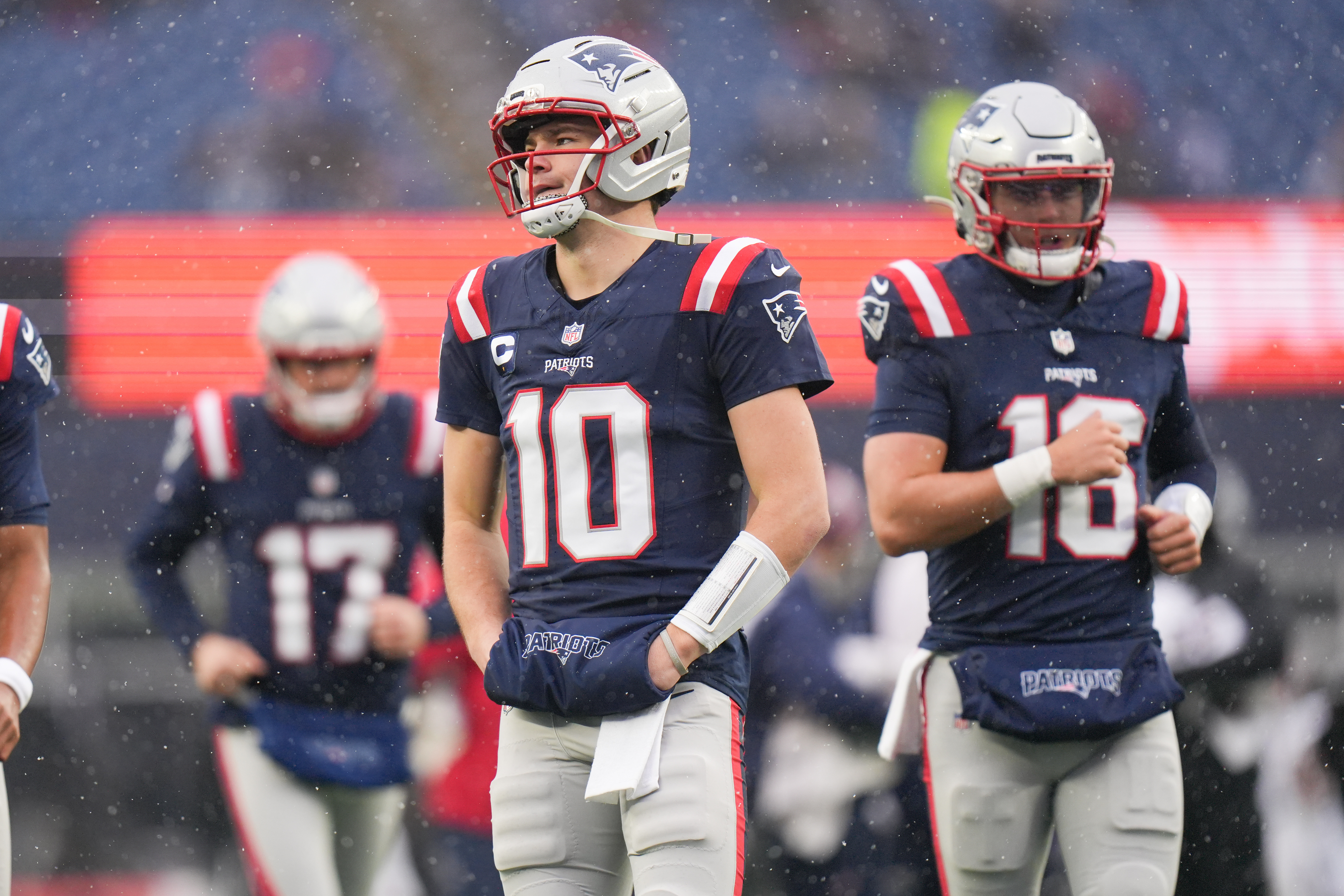 Drake Maye in action as we profile our Drake Maye player prop picks and odds.