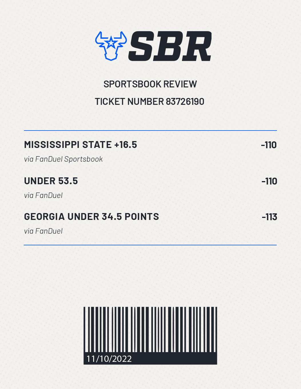 Sbr Betting TicketThree Picks