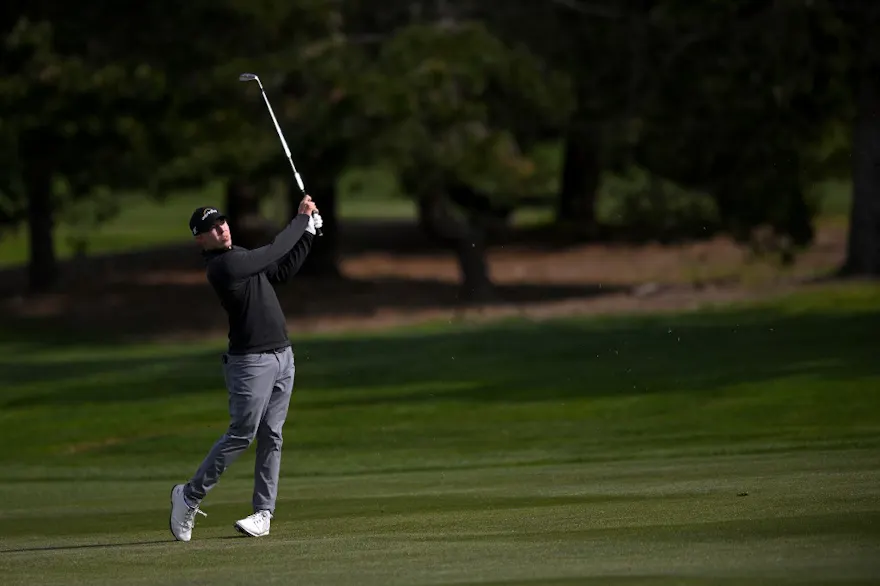 Matt Fitzpatrick plays a second shot on the ninth hole during the third round of the AT&T Pebble Beach Pro-Am at Spyglass Hill Golf Course on February 05, 2022 in Pebble Beach, California. Photo by Orlando Ramirez Getty Images via AFP.