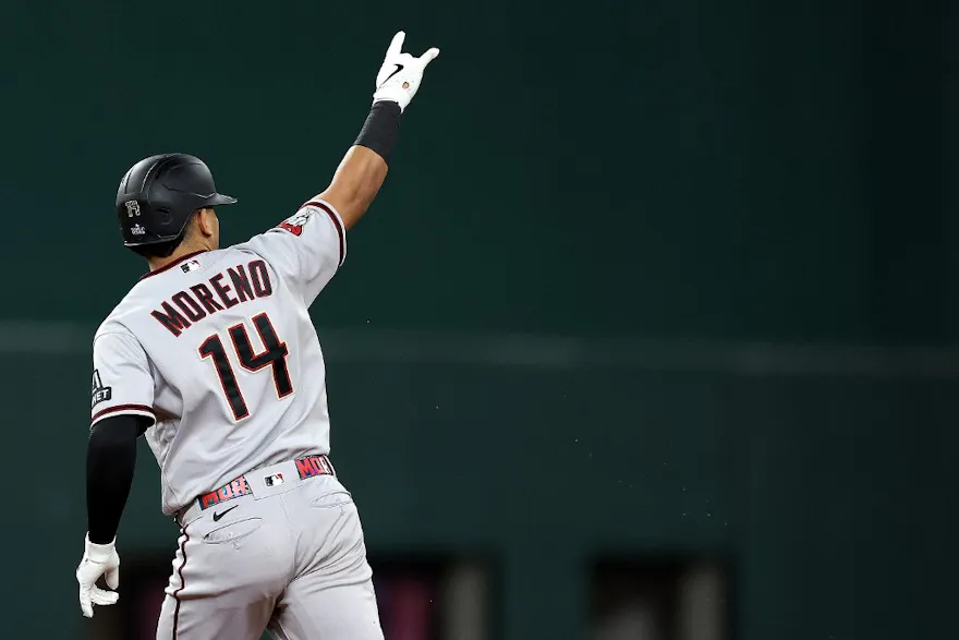 Gabriel Moreno of the Arizona Diamondbacks rounds the bases after hitting a home run in the fourth inning against the Texas Rangers, and we offer our top MLB player props for Rangers vs. Diamondbacks based on the best MLB odds.