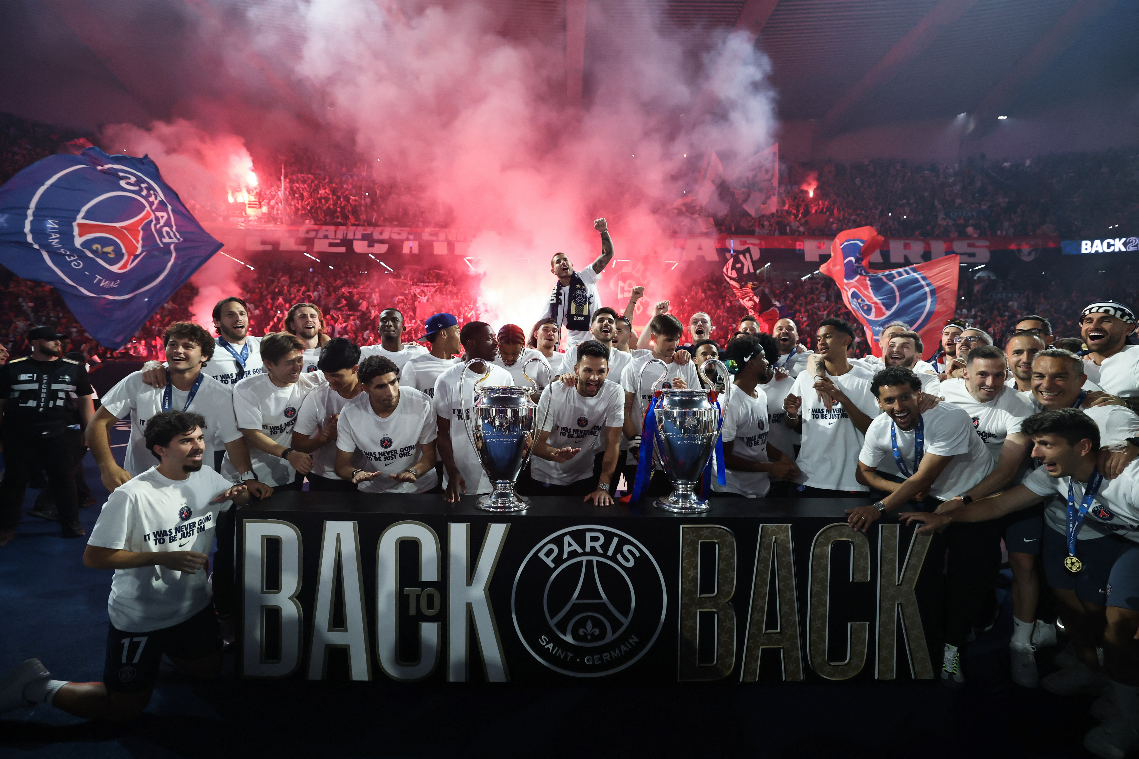 Paris Saint-Germain celebrate winning the UEFA Champions League Final as we look at the Champions League odds.