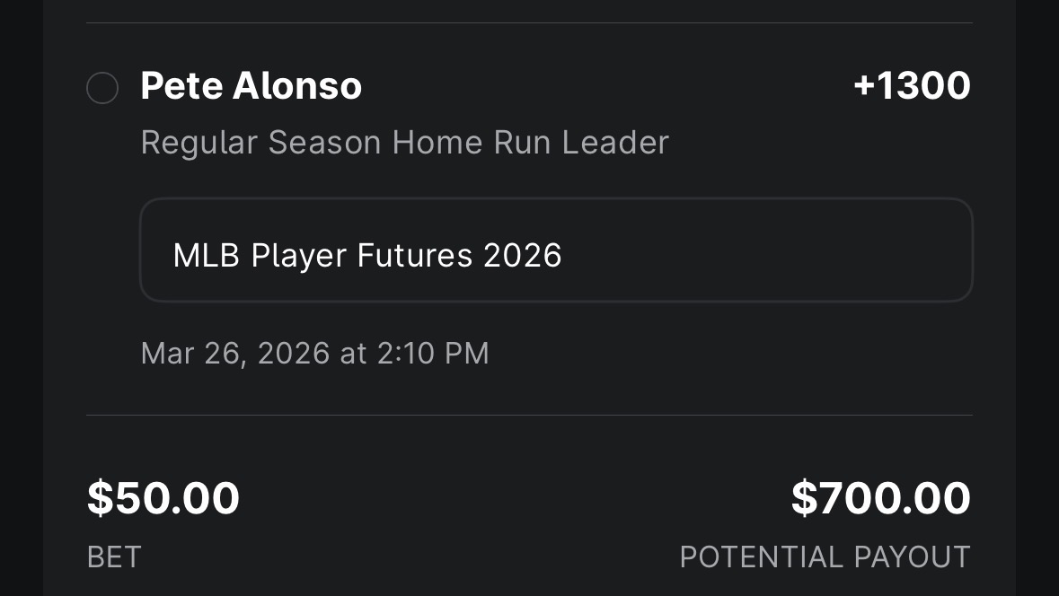 Pete Alonso represents one of my favorite bets by the MLB home run leader odds and picks 2026 following his move to the Baltimore Orioles.