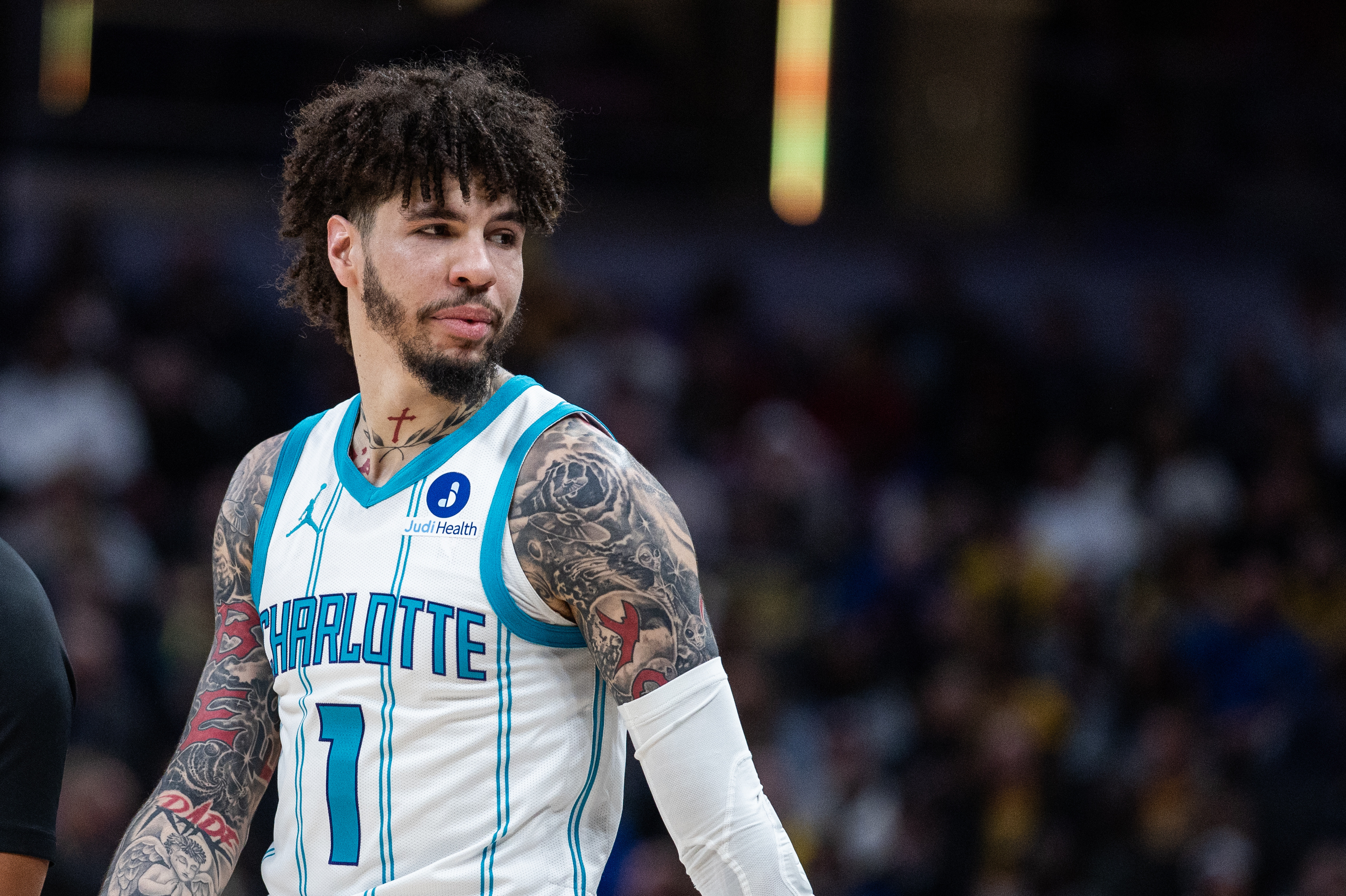 Charlotte Hornets guard LaMelo Ball - who's featured in my NBA player props - in the first half. 