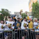 Fans line up on the Las Vegas Strip during a victory parade and rally for the Vegas Golden Knights.