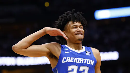 Trey Alexander of the Creighton Bluejays reacts after a victory over the Baylor Bears and we offer our top odds and predictions for Princeton vs. Creighton.