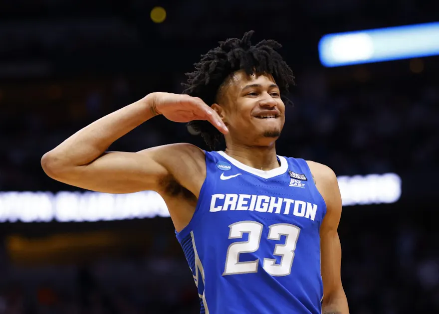Trey Alexander of the Creighton Bluejays reacts after a victory over the Baylor Bears and we offer our top odds and predictions for Princeton vs. Creighton.