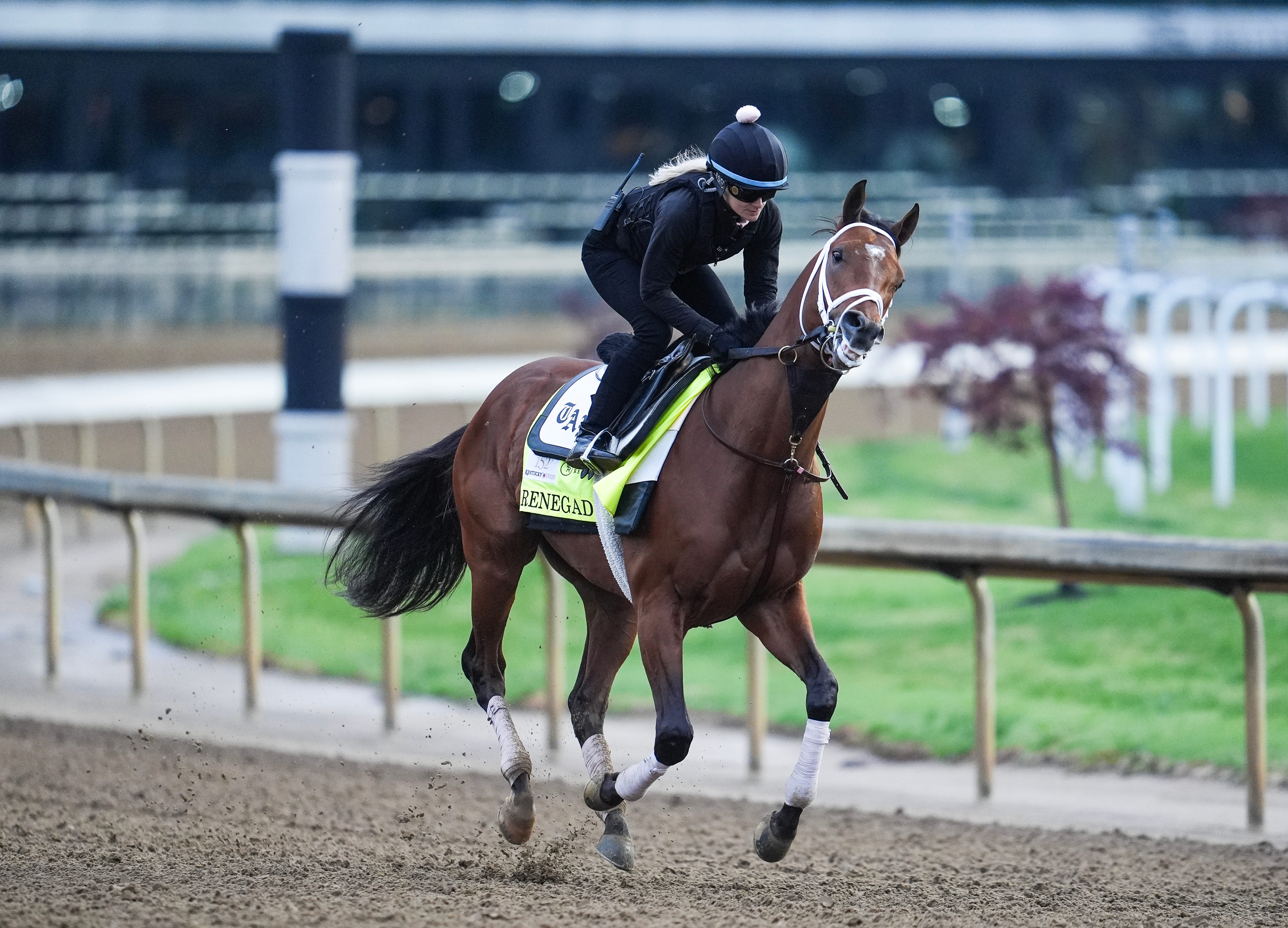 2026 Kentucky Derby contender Renegade during a morning training session during Kentucky Derby week at Churchill Downs.