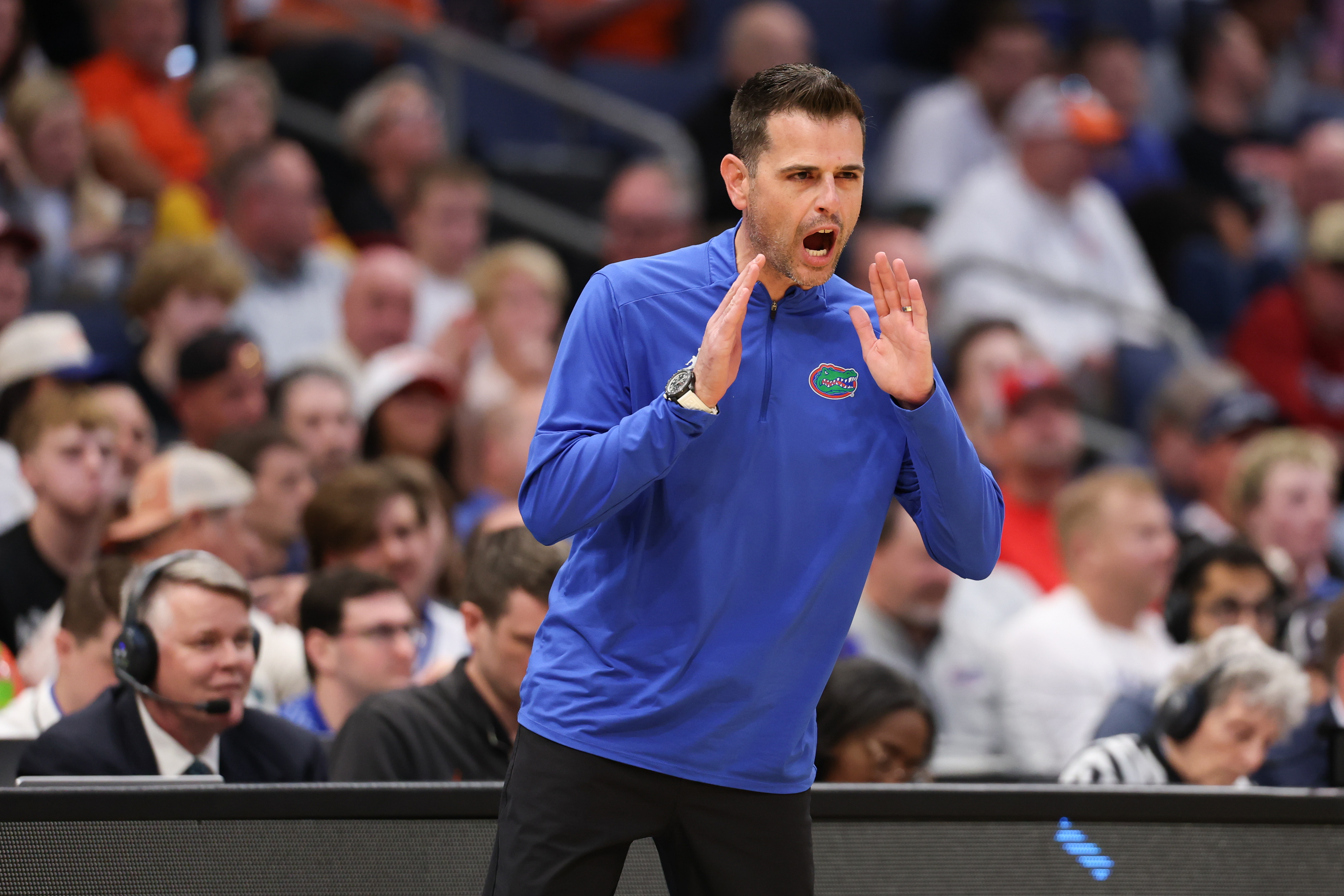 Florida Gators head coach Todd Golden communicates during the first half as we examine the Men's 2026-2027 March Madness odds.