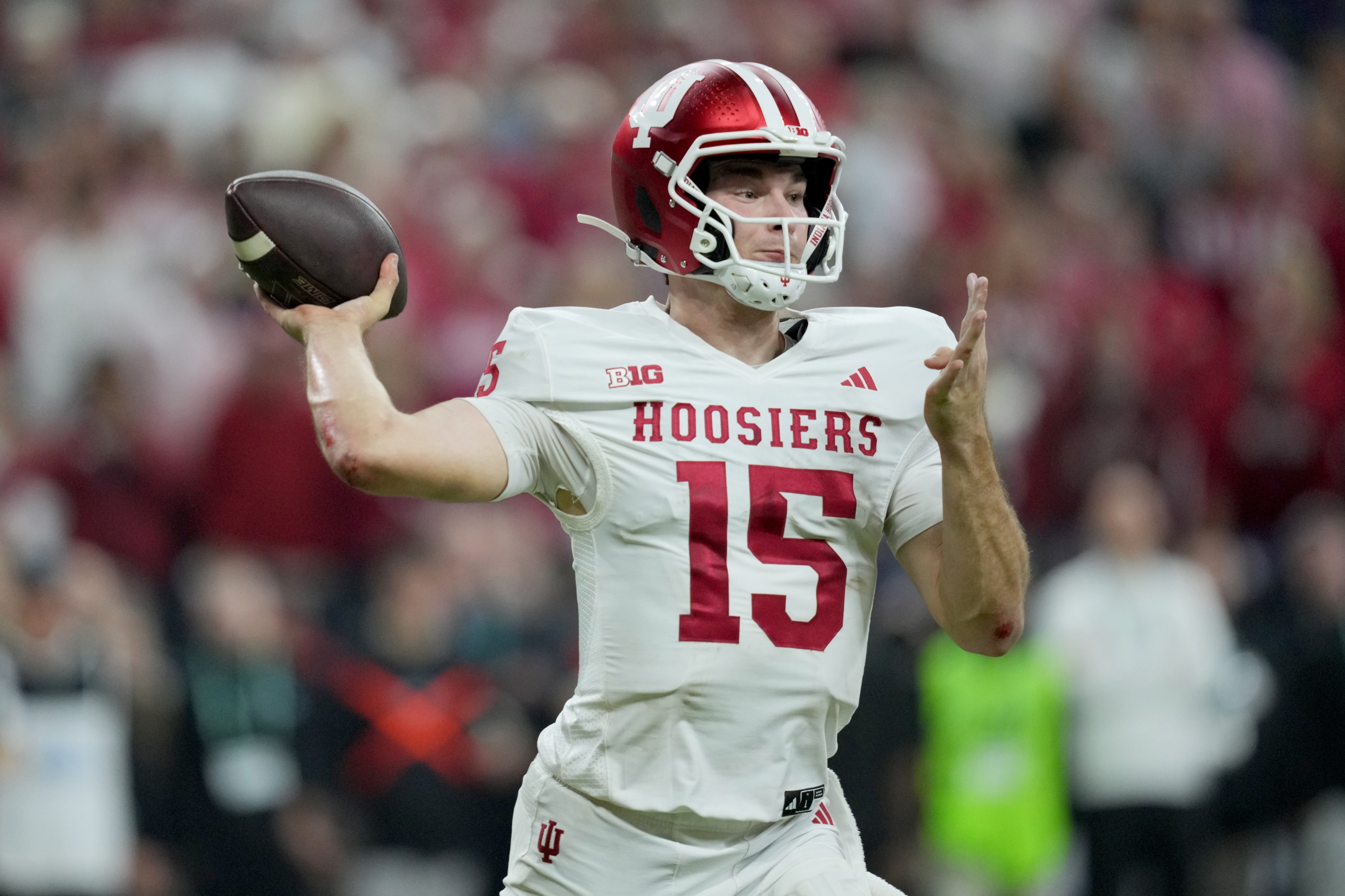 Indiana Hoosiers quarterback Fernando Mendoza passes, and he's key as we look at our Alabama vs. Indiana same-game parlay