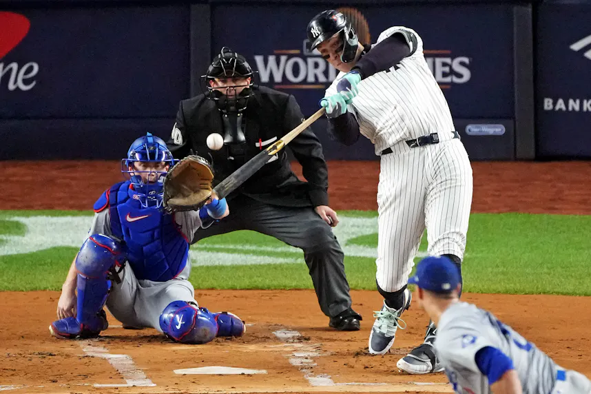 New York Yankees outfielder Aaron Judge hits a two-run homer as we look at our MLB home run leader odds.