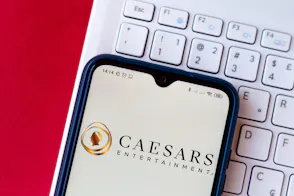 The Caesars Entertainment Corporation logo displayed on a smartphone
