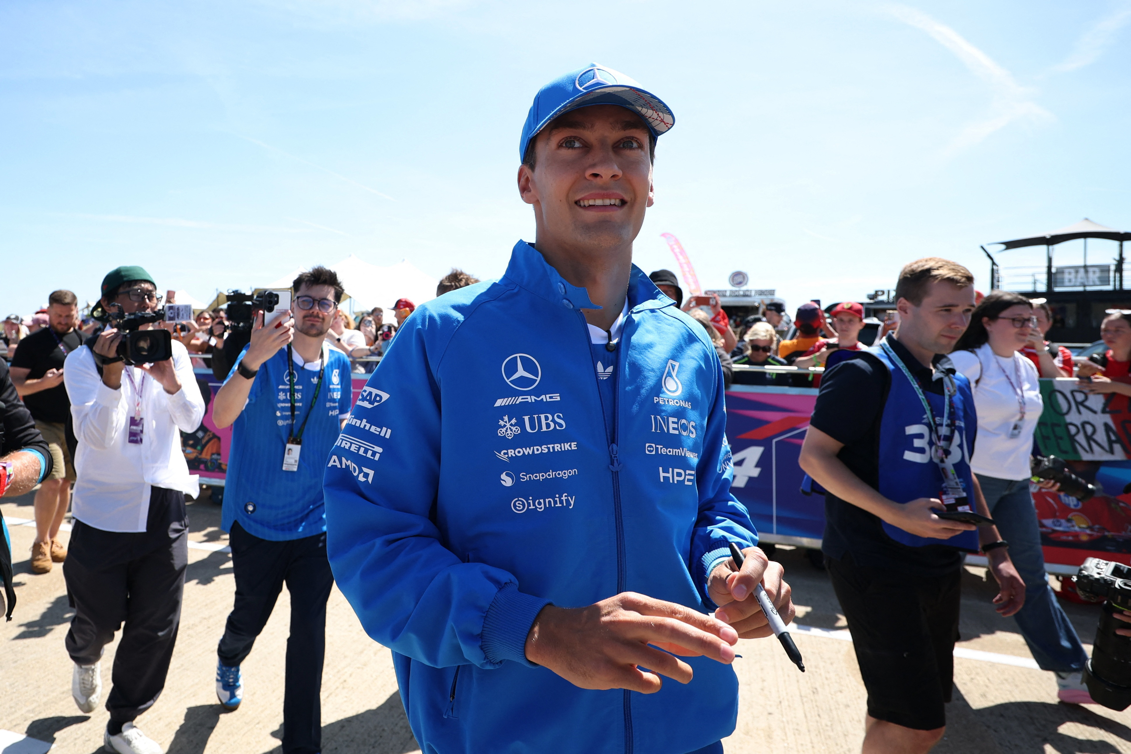 George Russell in action as we provide our British Grand Prix predictions. 