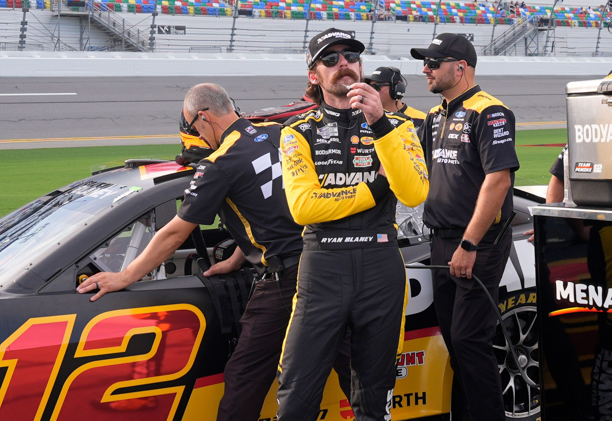 Ryan Blaney watches the screen as we break down our NASCAR predictions at Bristol.