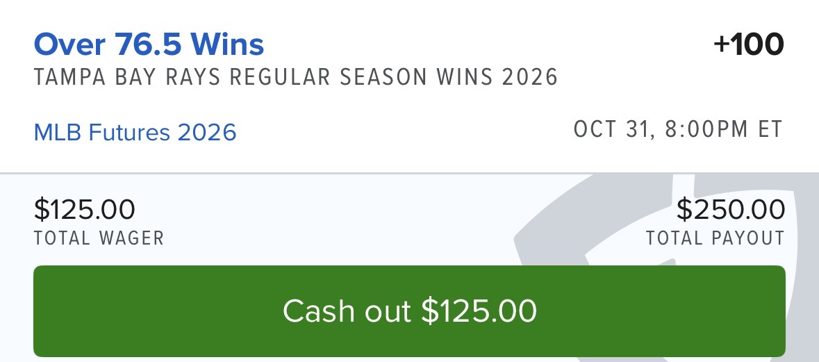 The Tampa Bay Rays represent one of my favorite MLB win totals bets at +100 odds on Over 76.5 wins.