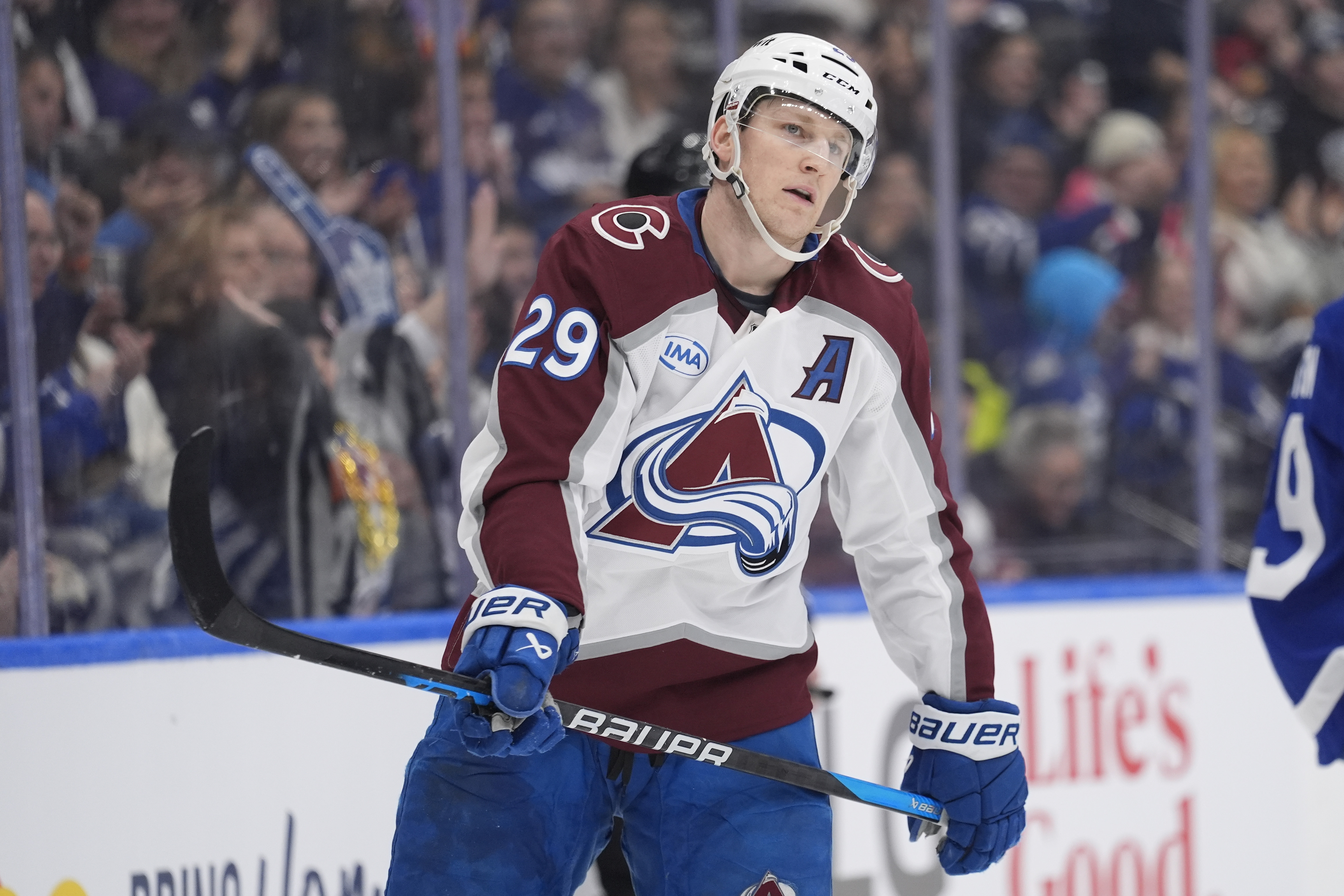 Nathan MacKinnon in action as we provide the Stanley Cup odds, discussing the best favorites to focus on down the stretch