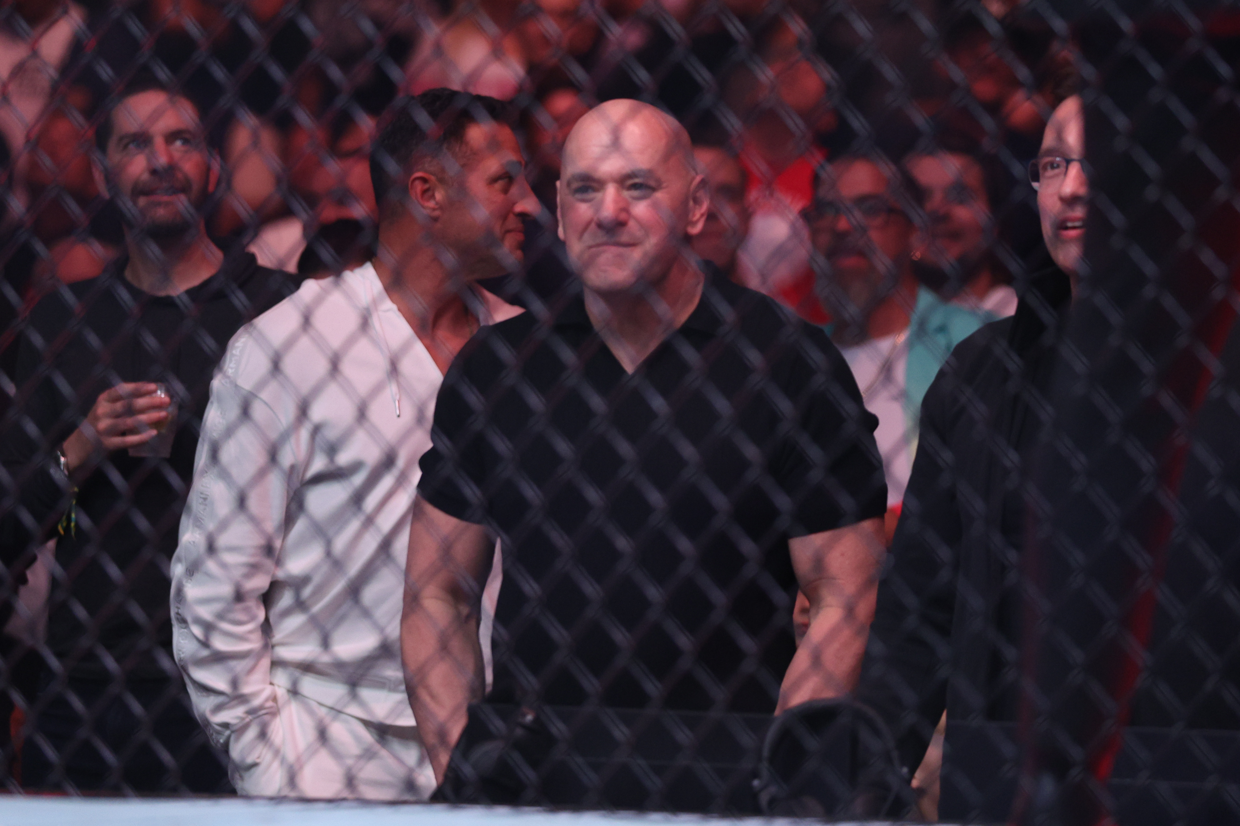 UFC CEO Dana White watches a fight as we look at the canceled bout from UFC 324.