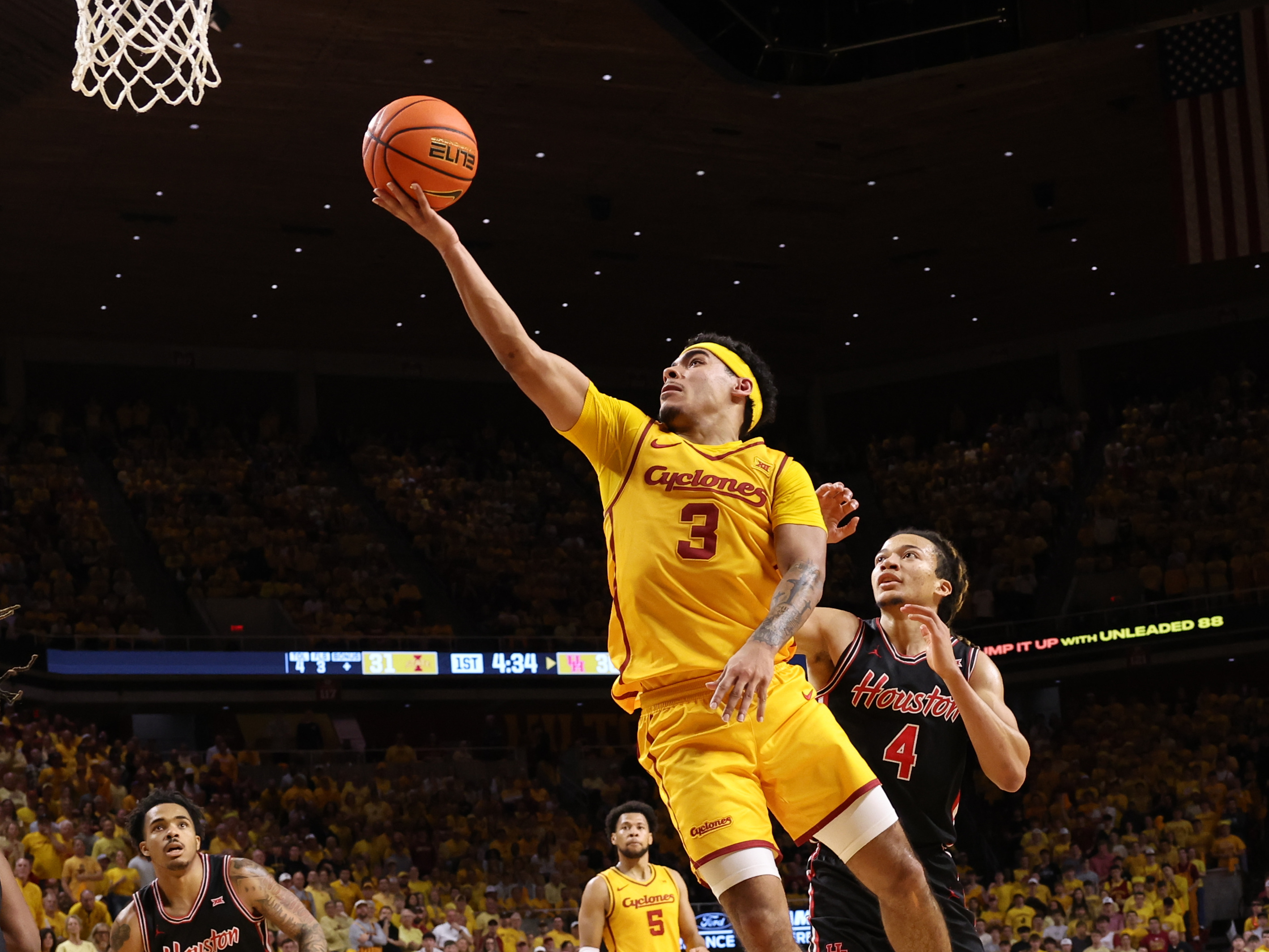 Iowa State Cyclones guard Tamin Lipsey (3) scores as we break down our Iowa State vs. BYU prediction & odds.