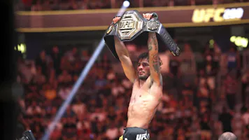 Alexandre Pantoja celebrates after defeating UFC flyweight champion Brandon Moreno, as we examine the best UFC 301 predictions and picks for Saturday.