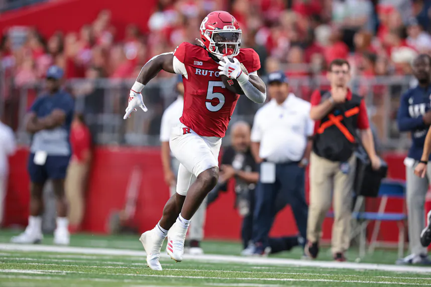 Rutgers running back Kyle Monangai carries the ball against Howard. We're backing Monangai in our Washington vs. Rutgers prediction.