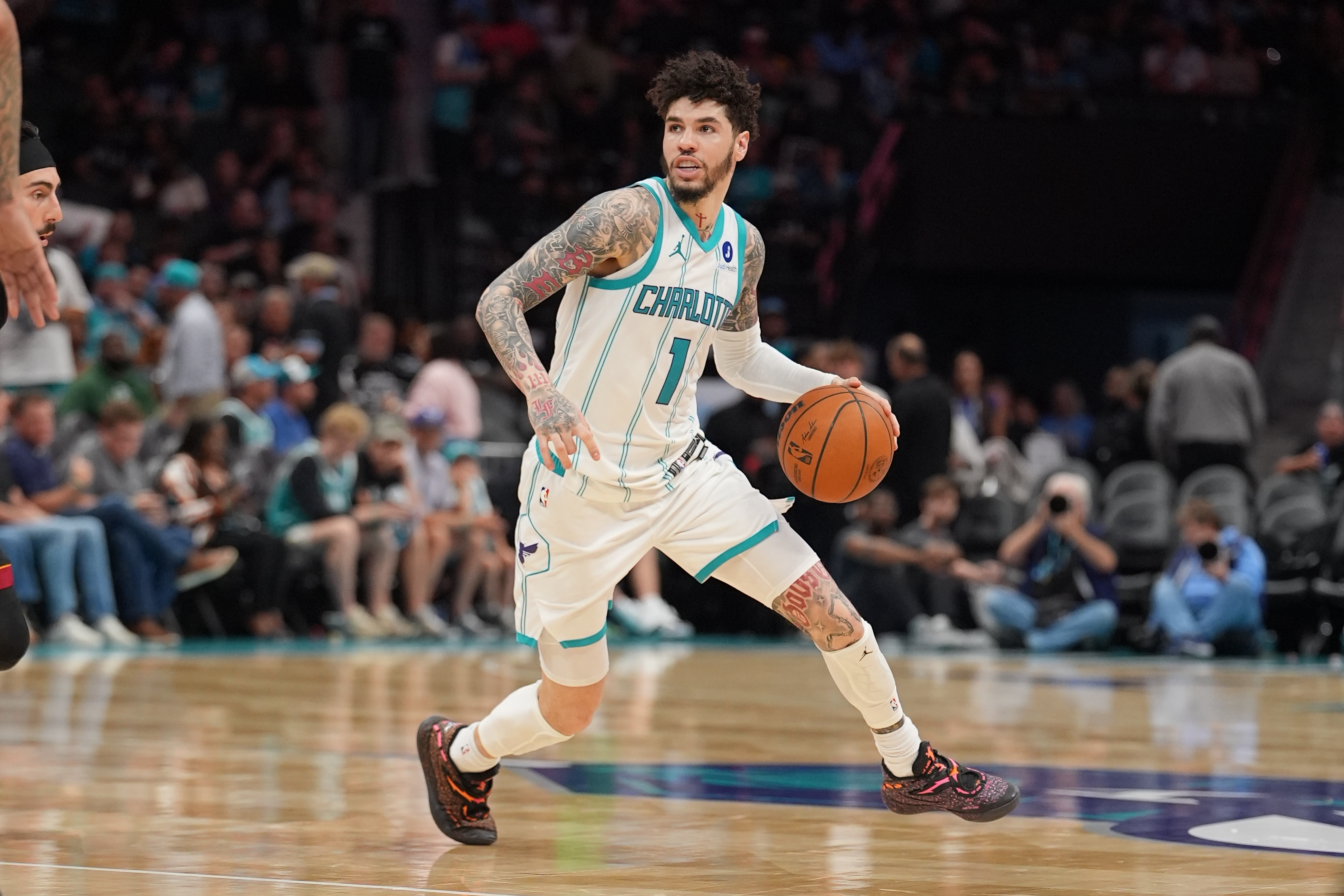 Charlotte Hornets guard LaMelo Ball (1) moves the ball as we break down our NBA Play of the Day.