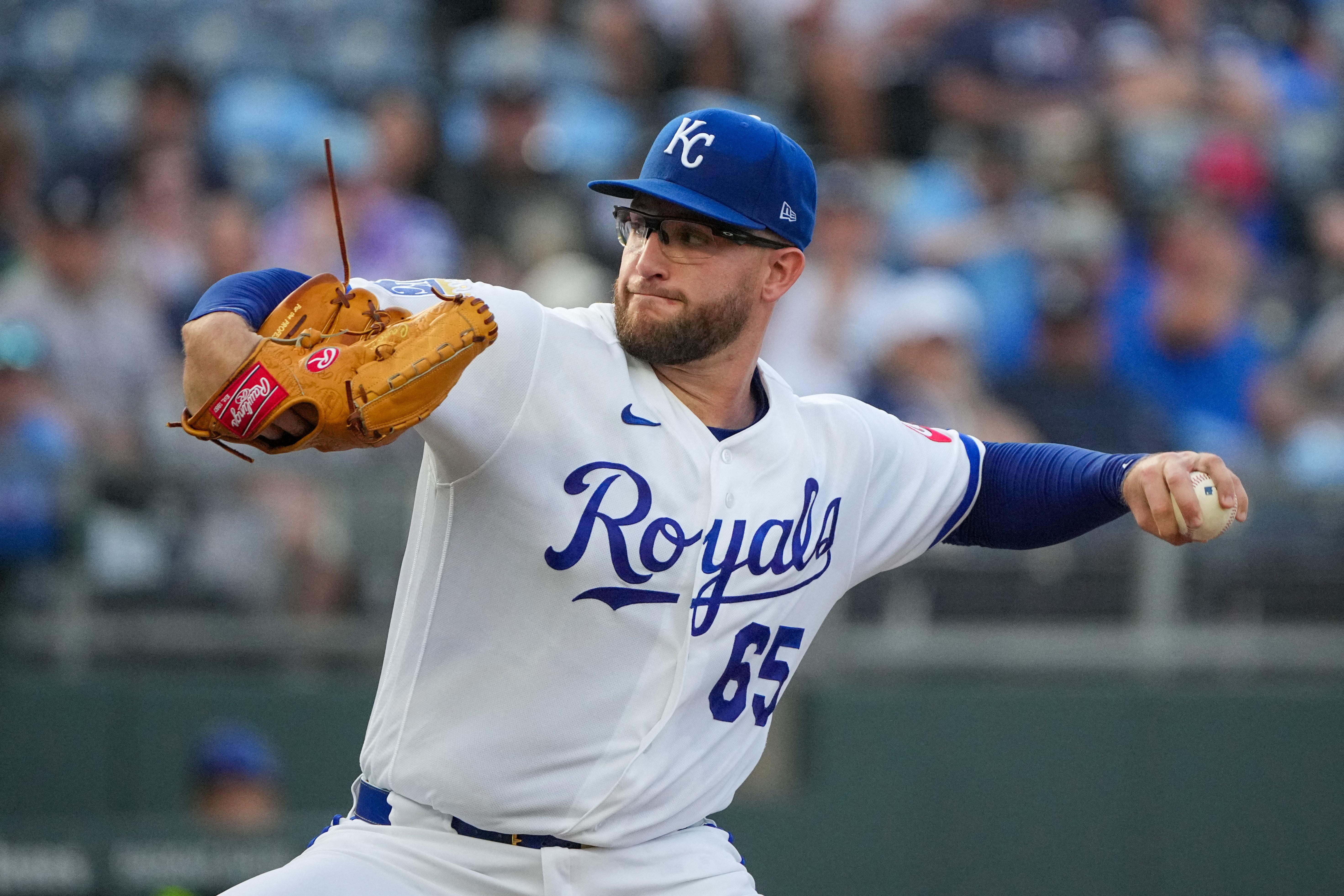 Kansas City Royals starting pitcher Noah Cameron (65) delivers a pitch as we break down the best NRFI bets today.