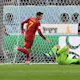 Alvaro Morata (7) of Spain celebrates after scoring an opener in the first half of the FIFA World Cup Group E match with Japan at Khalifa International Stadium in Ar-Rayyan, Qatar on December 1, 2022.