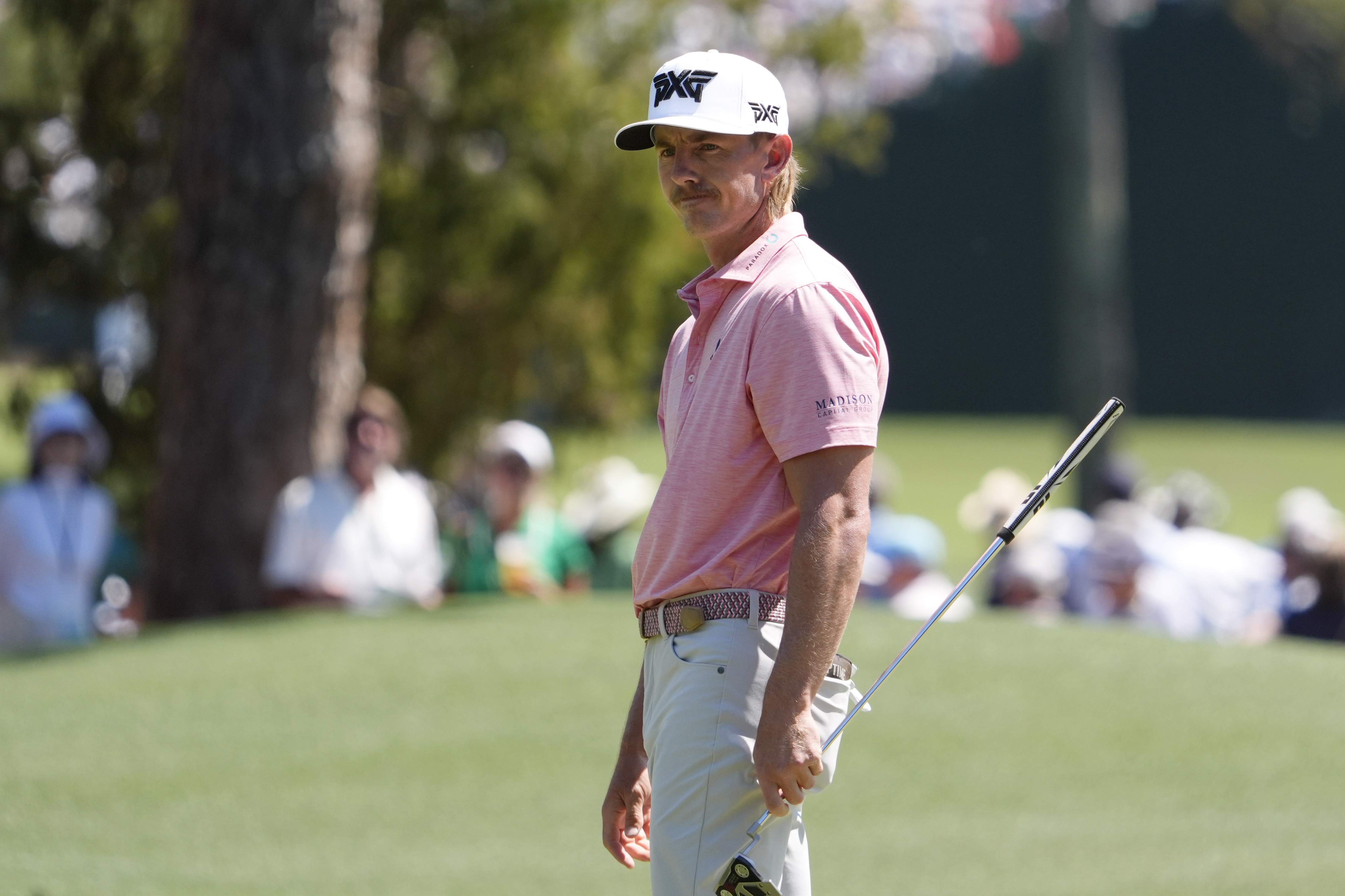 Jake Knapp reacts on the sixth green as we break down our Cadillac Championship first-round leader prediction & odds.