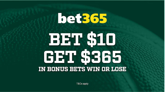 bet365 promo image displaying the text 'bet $10 get $365 in bonus bets win or lose'
