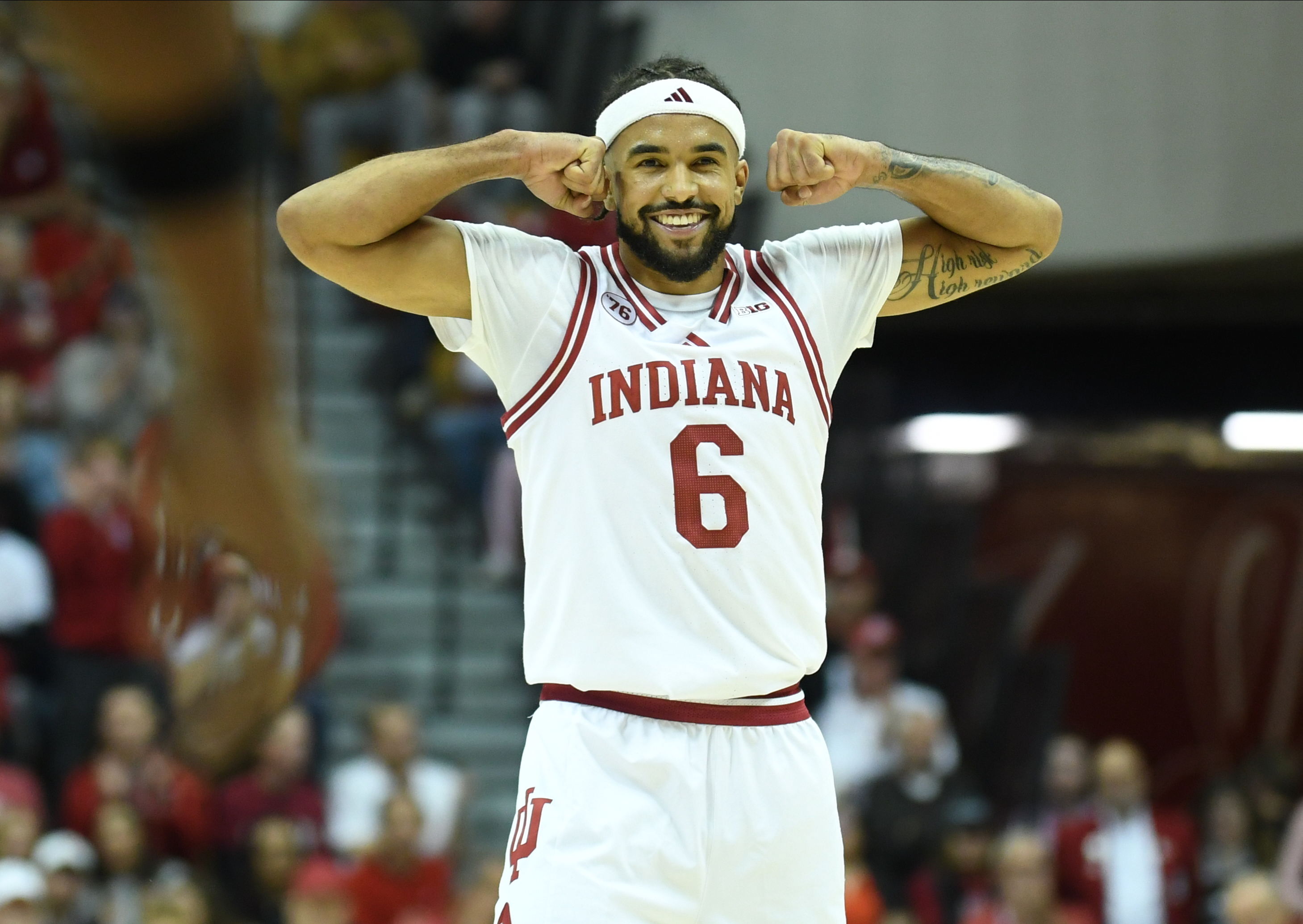 Indiana Hoosiers guard Tayton Conerway celebrates after a play as we make our college basketball best bets today. 