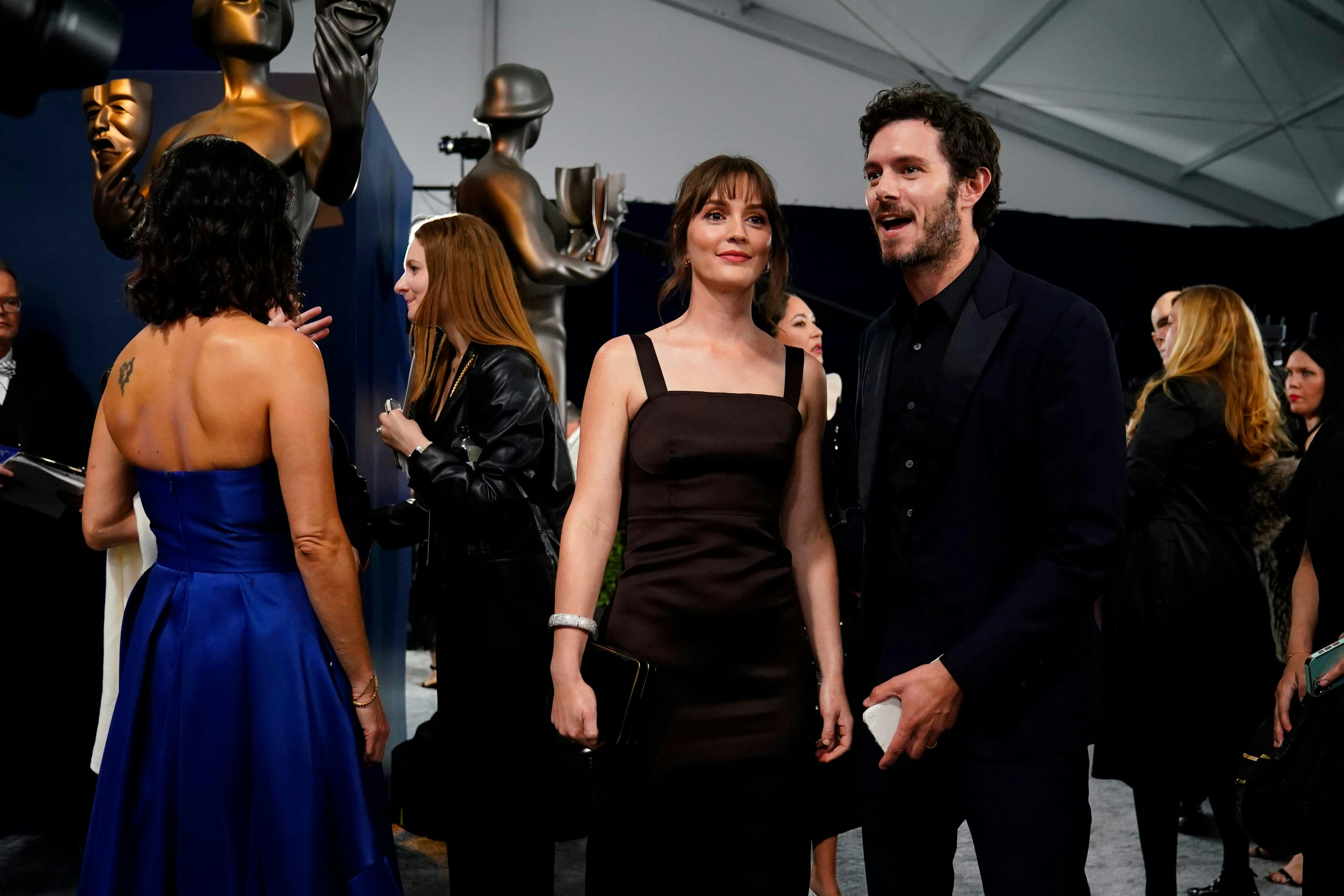 Leighton Meester and Adam Brody at the Screen Actors Guild Awards on Saturday, Feb. 24, 2024 at The Shrine Auditorium and Expo Hall in Los Angeles.