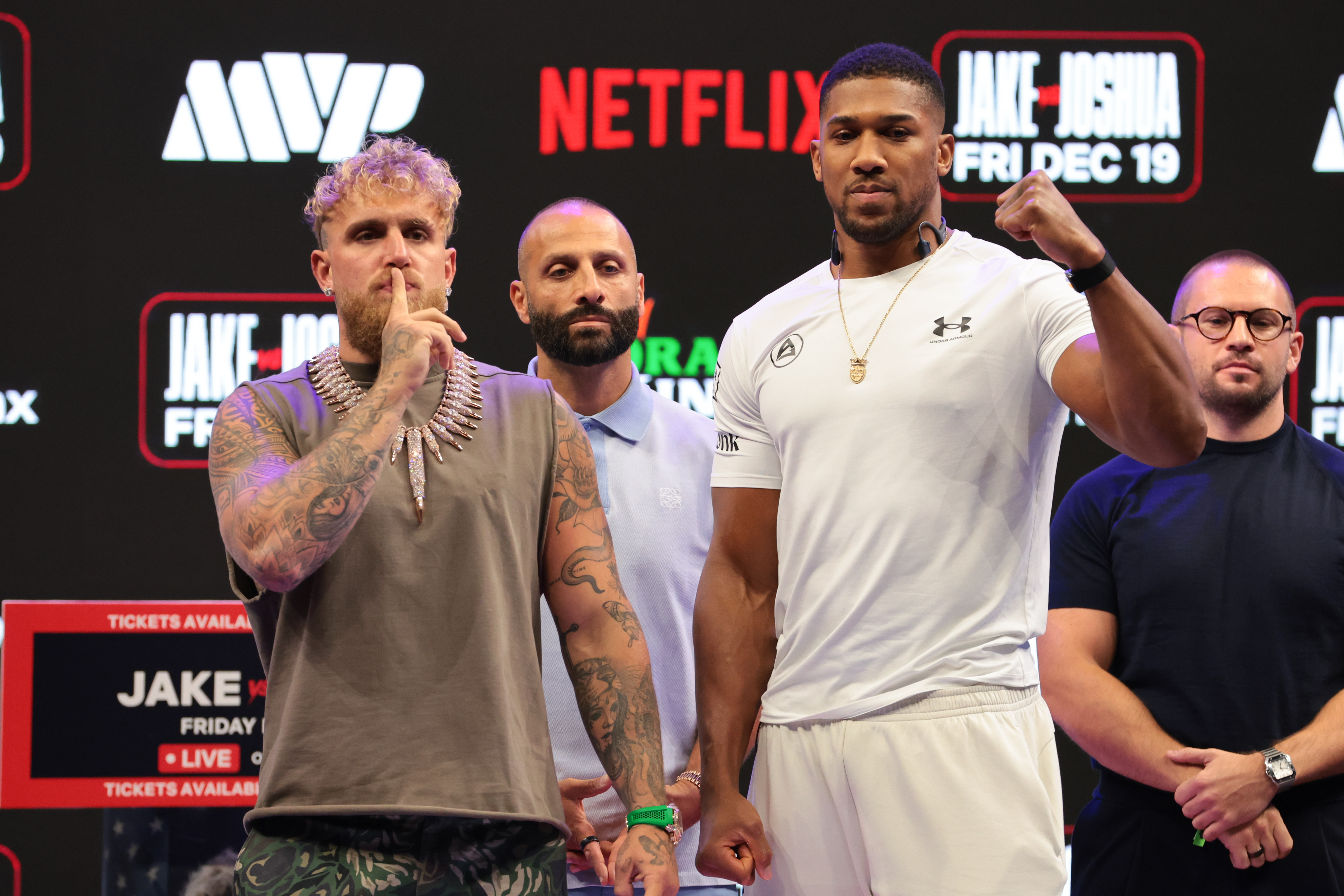 Jake Paul and Anthony Joshua face off after a press conference announcing their heavyweight boxing match at Kayesa Center, as we look at the Jake Paul vs. Anthony Joshua odds